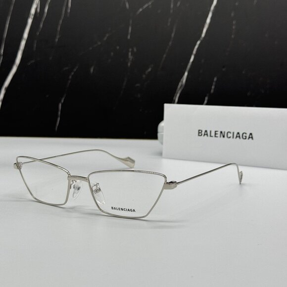NEW BALENCIAGA BB0091O 002 CAT EYE SILVER WOMEN EYEGLASSES BALENCIAGA - Picture 1 of 8
